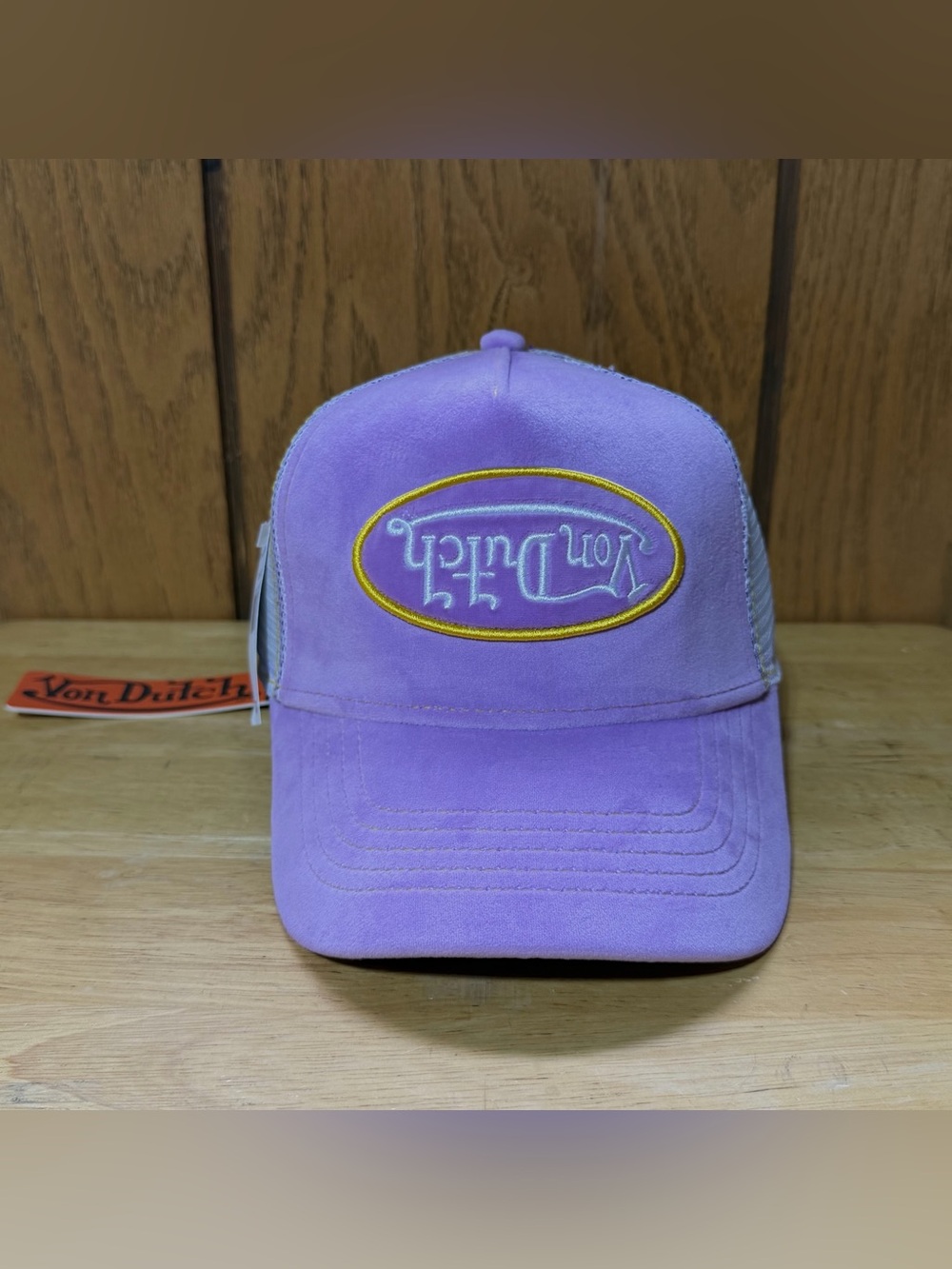 Von Dutch Velvet Trucker Hat Purple Barley Grape Reverse Logo One Size NEW